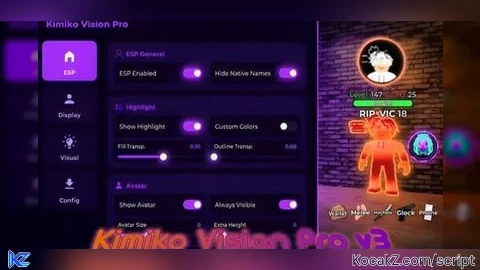 Kimiko Vision Pro v3.4 | Advanced ESP (Universal Script) - Verified script for Universal Script