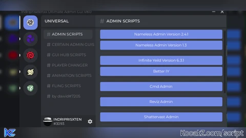 INDRIPRISXTENXXS ADMIN HUB V8 - Verified script for Universal Script