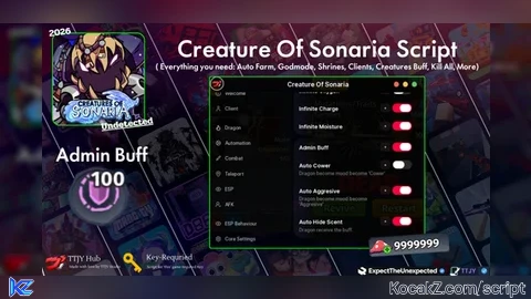 Admin Buff with best auto shrine and more - Verified script for 🎃 Creatures of Sonaria 🍬 Survive Kaiju Animals