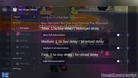 srs auto buy and auto sell with auto dig - Verified script for Sneaker Resell Simulator