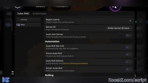 Jules RNG Script Auto Roll Silent And More Keyless Script