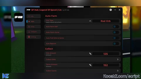 SP Hub v1o2 - Verified script for Legends Of Speed ⚡