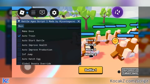 Script keyless Auto Battles And Spam Train - Verified script for Battle Ages