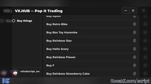 VX HUB - Verified script for Pop It Trading ✨