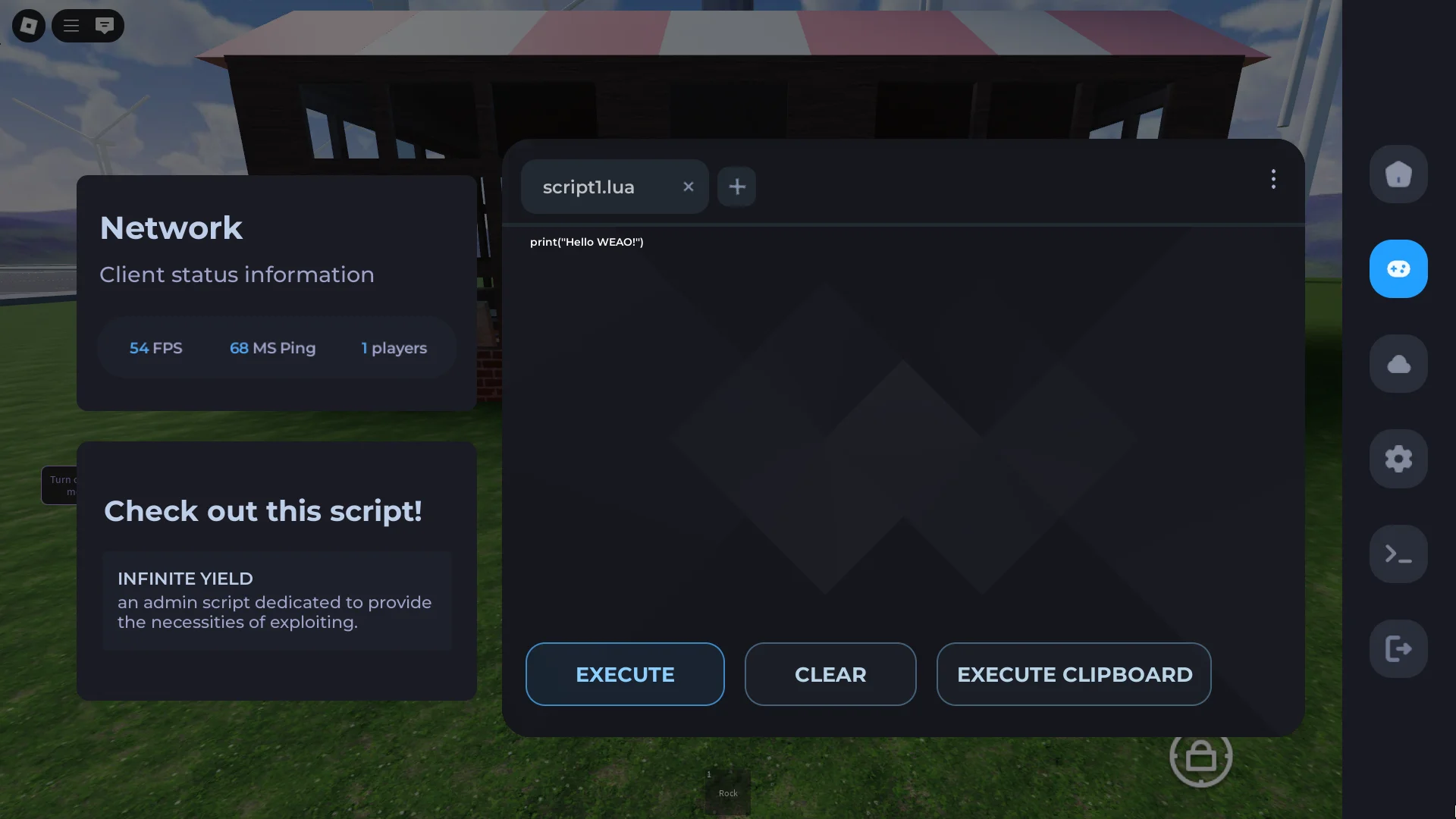 Delta v2.729.838 UI Screenshot #1 (iOS) Delta iOS Roblox Executor Interface Screenshot 1 - Menu & Execution Engine Preview