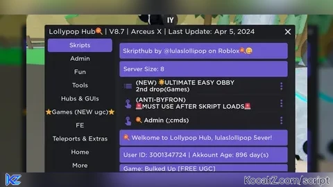 MAIN Lollypop Hub gets updates - Verified script for Universal Script