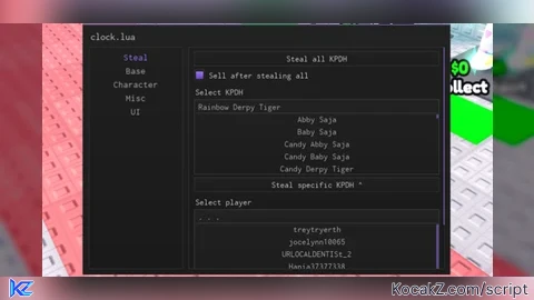 clock.lua | Steal All - Verified script for 🎤 Steal a K-Pop Demon Hunter