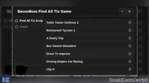 Find All tix Game - Verified script for Universal Script