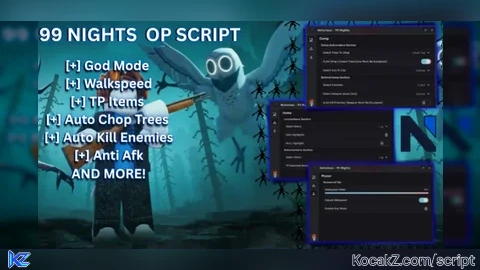 Free  Godmode  Keyless TP Items Auto Kill Walkspeed - Verified script for 99 Nights in the Forest 🔦