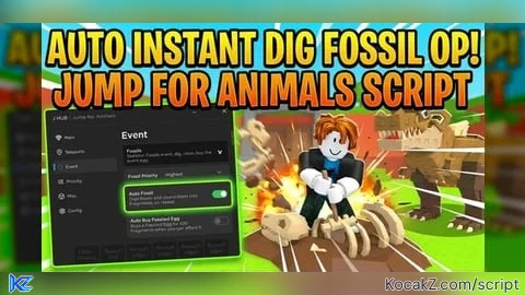 Instant Dig Fossil, Auto Fossil Scrub, And Many More! - Verified script for Jump for Animals!
