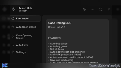 Rcash Hub KEYLESS - Verified script for Case Rolling RNG