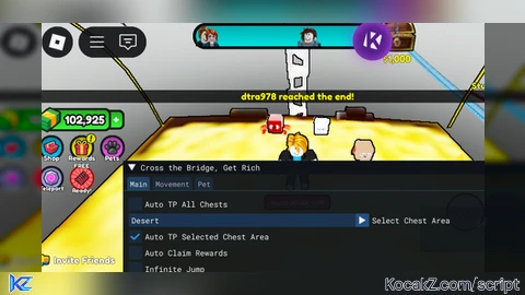Cross the Bridge Get Rich Script Auto Tp Chest - Verified script for Cross the Bridge, Get Rich!