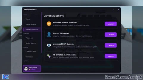 HYPERION ELITE Script HUB by xhy_perion - Verified script for Universal Script