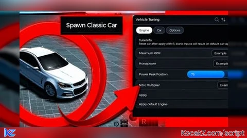 (Engine mods and Cars s*s) - Verified script for quartz's chassis testing place