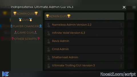 INDRIPRISXTENXXS ADMIN HUB V4 - Verified script for Universal Script