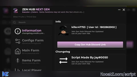 ZEN HUB - Verified script for Blox Fruits