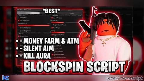 SILENT AIM GUN MODS AUTO FARM JOBS AUTO FARM ATM AND MORE - Verified script for BlockSpin 🔪