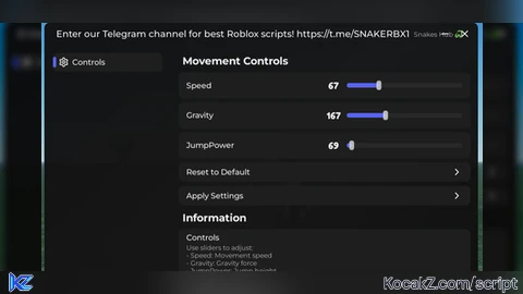 Speed Gravity JumpPower SnakesHub - Verified script for Universal Script