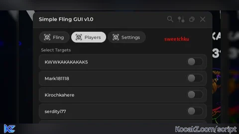 Simple Fling GUI source - Verified script for Universal Script