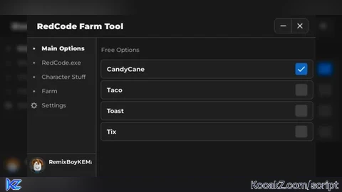 RedCode Farm Tool (Free Emotes and Some tools!!) - Verified script for ❄️ average plate gaem