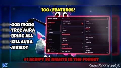 God Mode | Tree Aura | Bring All | Kill Aura | And More - Verified script for 99 Nights in the Forest 🔦