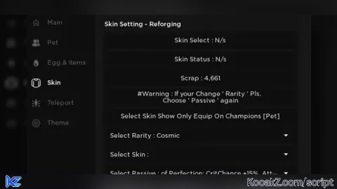Not a Copy New Auto Reforging Skin Auto Farm Raid Tower