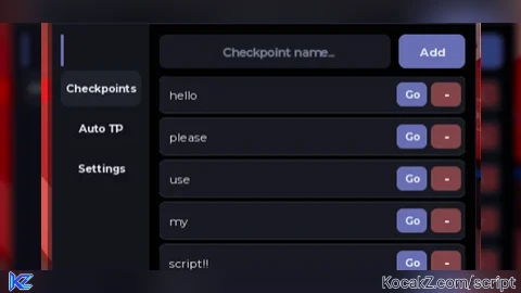 Teleport Checkpoint GUI - Verified script for Universal Script