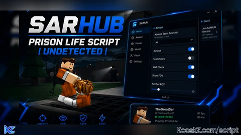 SARHUB | Teleport, Get Guns, Aimbot, ESP, Anti Taze | - Verified script for Prison Life