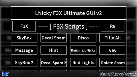 LNicky F3X Ultimate GUI v2 - Verified script for Universal Script