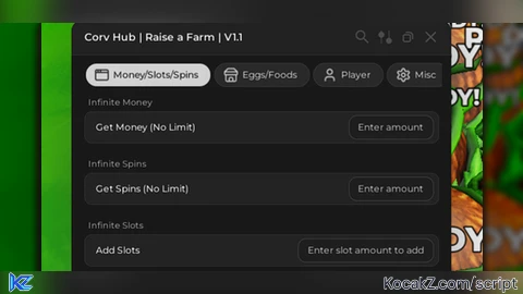 OP SCRIPT INF MONEY, SLOTS, SPINS, EGGS AND FOOD
