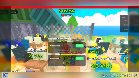 AutoUploadandAutoClaim - Verified script for Be a YouTuber! 🔴🎥