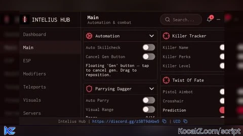 Intelius Hub -- Perfect skillcheck, Auto Parry, ESP, Aimbot