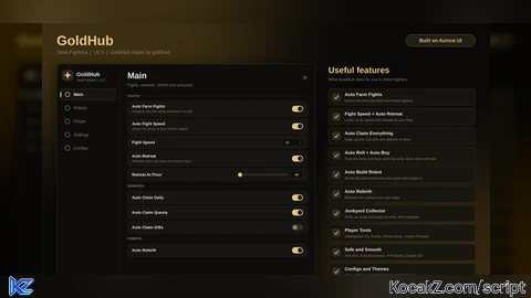 Goldhub AUTOFARM AUTO ROLL AUTO BUILD ROBOT AND MORE - Verified script for Steel Fighters
