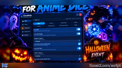 KeyLess AutoRoll AutoDice Autorebirth Halloween event - Verified script for Anime Dice