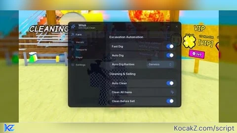 WHub | Auto Farm, Genesis ESP, Auto Clean [NO KEY] - Verified script for Dig & Clean 🧼