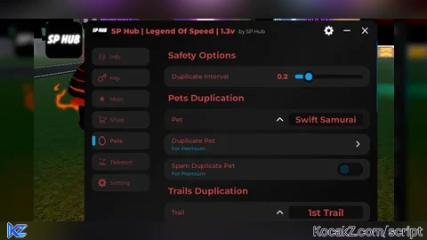 SP Hub v1o3 - Verified script for Legends Of Speed ⚡