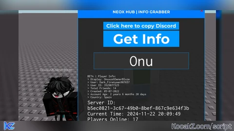 NEOX HUB INFO GRABBER - Verified script for Universal Script