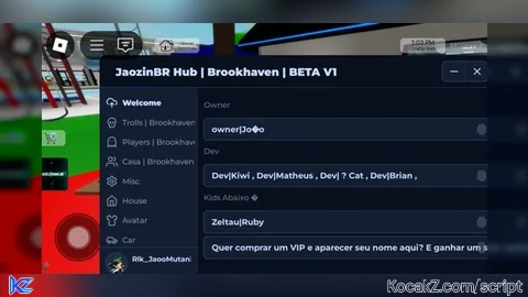 JaoZinBR Hub BETA V1 - Verified script for Brookhaven 🏡RP