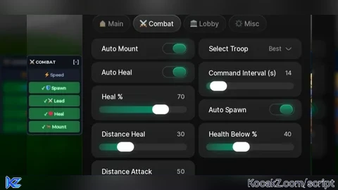 AutoFarm, combat, summon, equip best, esp,mount,ascend,codes